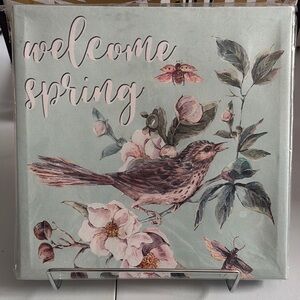 Pink and Green Spring Bird Art Wall Decor